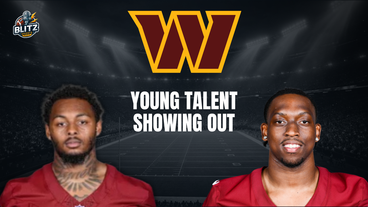 Commanders preseason graphic highlighting young talent showing out after Washington’s win over the Miami Dolphins.
